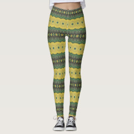 Gelb und Grün Kaleidoskop Mandala Muster Leggings