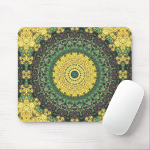 Gelb und Grün Kaleidoskop Mandala Muster Mousepad