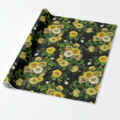 Gelb und grün versteckt in den Rose Geschenkpapier (Ungerollt)