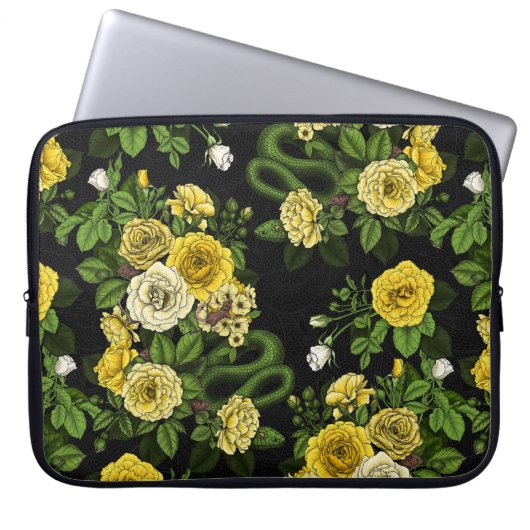 Gelb und grün versteckt in den Rose Laptopschutzhülle (Vorderseite)