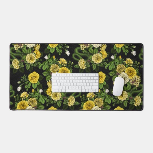 Gelb und grün versteckt in den Rose Schreibtischunterlage (Tastatur & Maus)