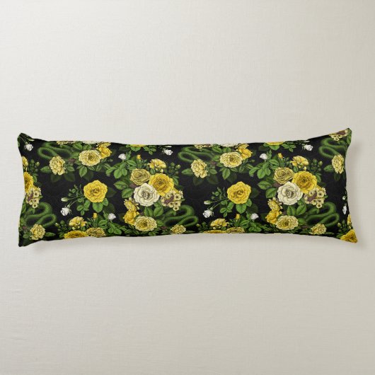 Gelb und grün versteckt in den Rose Seitenschläferkissen (Rückseite)