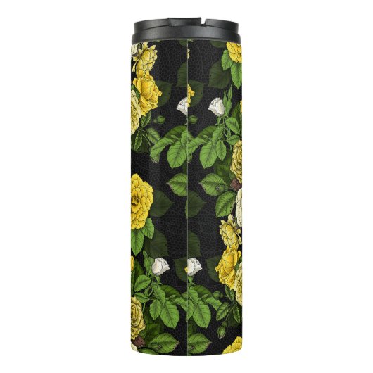 Gelb und grün versteckt in den Rose Thermosbecher (Rückseite)