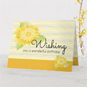 Gelb- und grünes Blumenpapier Karte (Gelbe Blume)