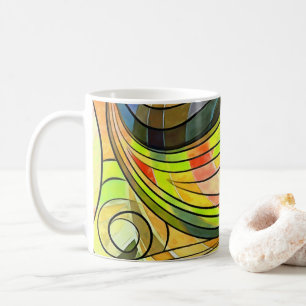 Gelb und Herbstbraun mit schwarzen Linien Kaffeetasse