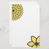 Gelb und Holzkohle Moderne Blüten Briefpapier (Vorne/Hinten)