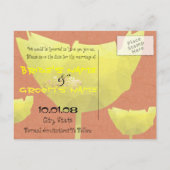 Gelb und Korallen Save the Date Mohn Ankündigungspostkarte (Rückseite)