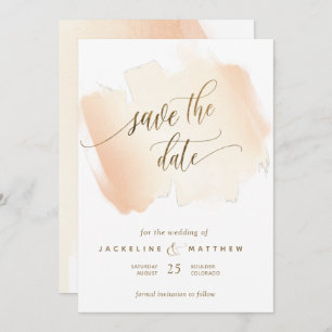 Gelb- und Korallenbürsten, minimale Hochzeiten Save The Date