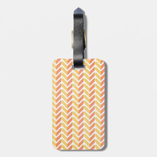 Gelb und korallenrotes Zickzack Muster 3D Gepäckanhänger (Rückseite vertikal)