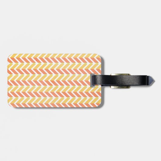 Gelb und korallenrotes Zickzack Muster 3D Gepäckanhänger (Rückseite horizontal)