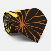 Gelb und Kupfer Retro Blumendruck auf Braun Krawatte (Gerollt)