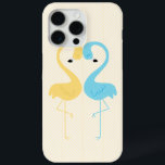 Gelb und leicht blauer Flamingos Case-Mate iPhone Hülle<br><div class="desc">Gelbe und blaue Flamingos auf hellgelbem Hintergrund.</div>