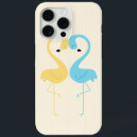 Gelb und leicht blauer Flamingos Case-Mate iPhone Hülle<br><div class="desc">Gelbe und blaue Flamingos auf hellgelbem Hintergrund.</div>