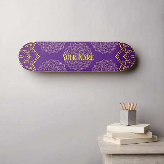 Gelb und Lila Mandala-Skateboard Skateboard (Wandkunst (Horz))