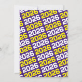 Gelb und Lila Modernes Abschluss Foto Einladung (Rückseite)