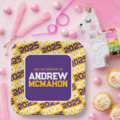 Gelb und Lila Personalisierter Abschluss Pappteller (Party)