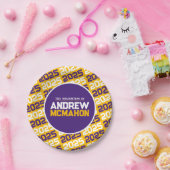 Gelb und Lila Personalisierter Abschluss Pappteller (Party)