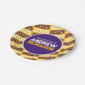 Gelb und Lila Personalisierter Abschluss Pappteller (Schrägansicht)