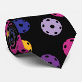 💛 Gelb und 💜 lila Pickleballs auf schwarz Krawatte (Gerollt)