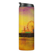 Gelb und Lila Santa Monica Pier Ihr Name Thermosbecher (Nach rechts gedreht)
