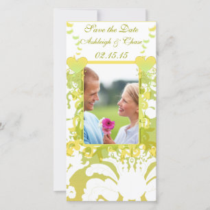 Gelb und Limoner Damast Save the Date elegant