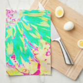 Gelb und Magenta Dekorative Dahlia Blume Geschirrtuch (Viertel Falte)