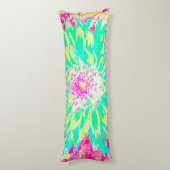 Gelb und Magenta Dekorative Dahlia Blume Seitenschläferkissen (Rückseite (Vertikal))