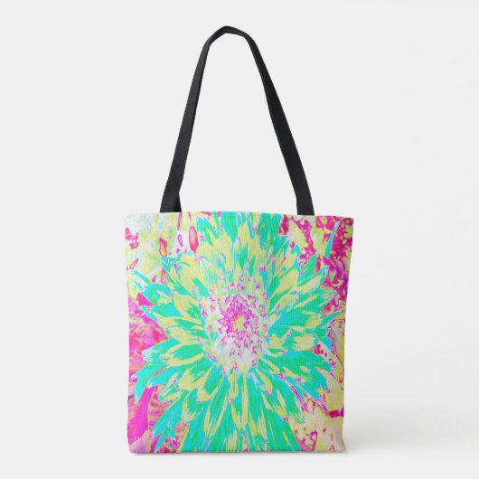 Gelb und Magenta Dekorative Dahlia Blume Tasche (Rückseite)