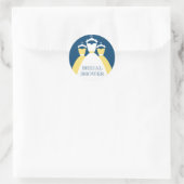 Gelb und Monaco Blau Brautparty Geschenkgutscheine Runder Aufkleber (Tasche)