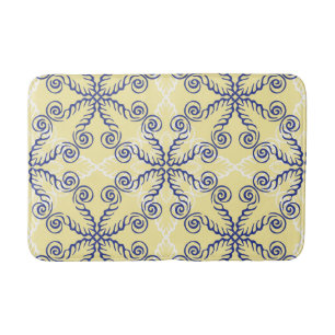 Gelb- und Navy-Blue-Rollstuhlmuster Bath Mat Badematte