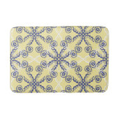 Gelb und Navy Blue Scrollwork Muster Bath Mat Badematte (Vorderseite)