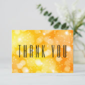 Gelb und Orange Bokeh Flat Dankeskarte (Stehend Vorderseite)