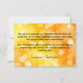 Gelb und Orange Bokeh Flat Dankeskarte (Rückseite)