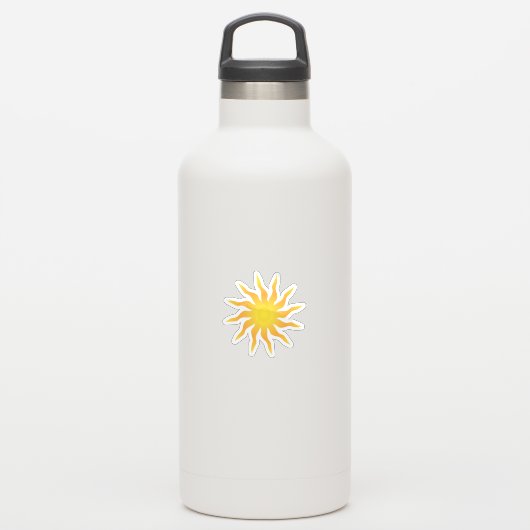 Gelb und orange Funky Flaming Sun Aufkleber (Wassserflasche)