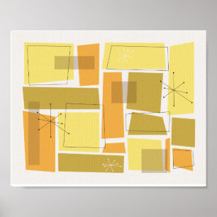 Gelb und orange Funky Muster Mitte des modernen Ja Poster