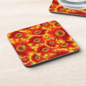 Gelb und Orange Gerbera Daisies Getränkeuntersetzer (Linke Seite)