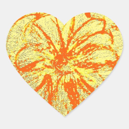 Gelb und Orange Gerbera Herz-Aufkleber (Vorderseite)