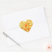 Gelb und Orange Gerbera Herz-Aufkleber (Umschlag)