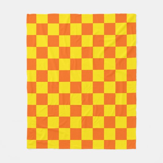 Gelb und Orange kariertes Musterdesign Fleecedecke (Vorderseite)