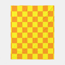 Gelb und Orange kariertes Quadratmuster-Wurf P Fleecedecke