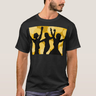 Gelb und orange Leuchten. Tanzende Party Girls. T-Shirt