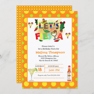 Gelb und orange mexikanische Fiesta zum Geburtstag Einladung