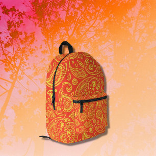 Gelb und Orange Paisley Bedruckter Rucksack