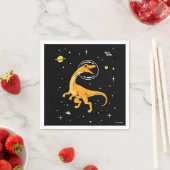 Gelb und orange Velociraptor Dinos im Weltraum Serviette (Beispiel)
