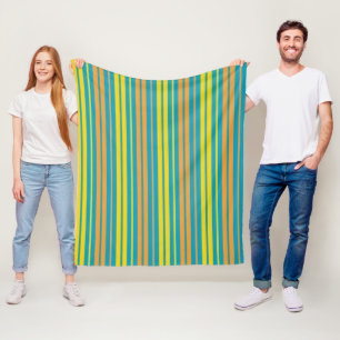 Gelb und orange vertikal gestreift blau   fleecedecke