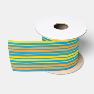 Gelb und orange vertikal gestreift blau satinband