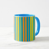 Gelb und orange vertikal gestreift blau tasse (VorderseiteRechts)