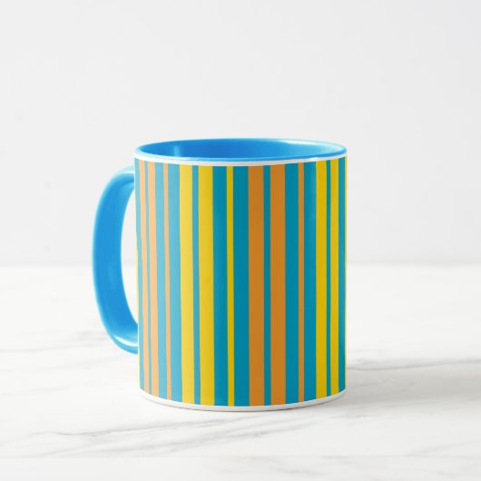 Gelb und orange vertikal gestreift blau tasse (Vorderseite Links)
