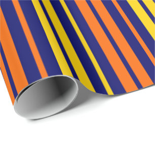 Gelb und Orange Vertikale Streifen Navy Blau Geschenkpapier