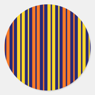 Gelb und Orange Vertikale Streifen Navy Blau Runder Aufkleber